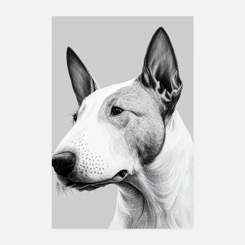 Bull Terrier Dessin Dog Drawn Poster 20 x 30 cm