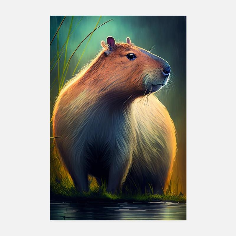 Capybara Wasserschwein Capybaras Tier - Poster 20x30 cm - Weiß