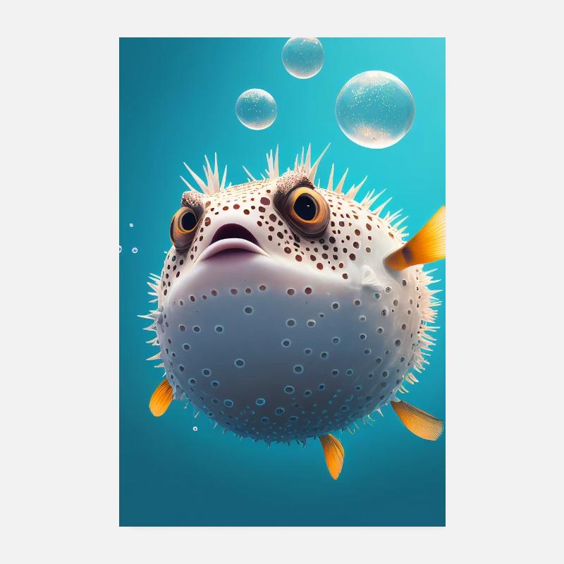 Puffer fish Puffer fish Puffer fish Pufferfish Poster 8" x 12" (20x30 cm)