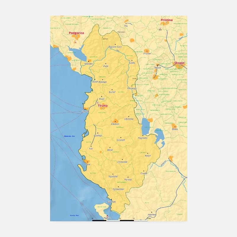 Albania Map Poster 8" x 12" (20x30 cm)