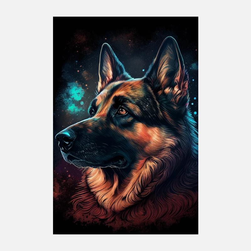German Shepherd Dog Malinois Illustration Poster 8" x 12" (20x30 cm)