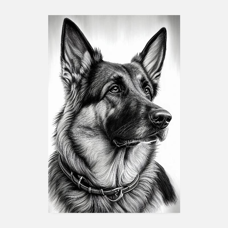 Saksanpaimenkoira Malinois piirretty Juliste 20x30 cm