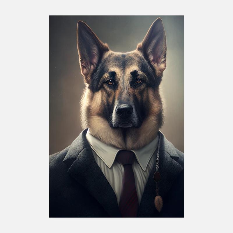 German Shepherd Dog Malinois Suit Poster 8" x 12" (20x30 cm)