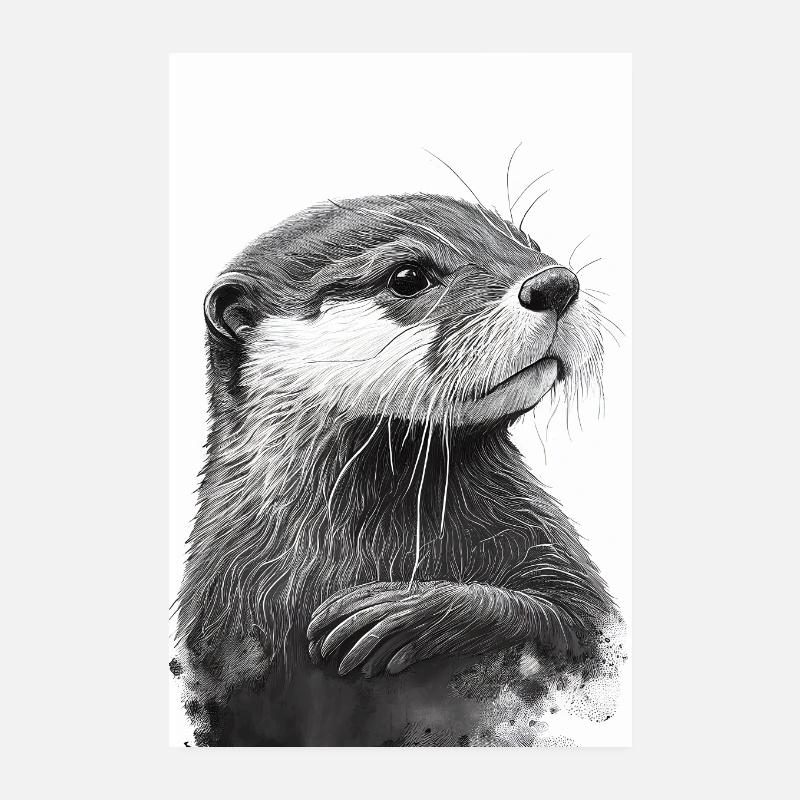 Dessin de la loutre de mer Poster 20 x 30 cm