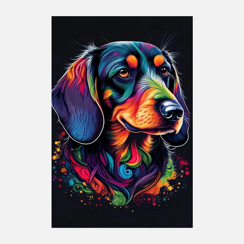 Dackel Dachshund Hund Farben Poster 20x30 cm