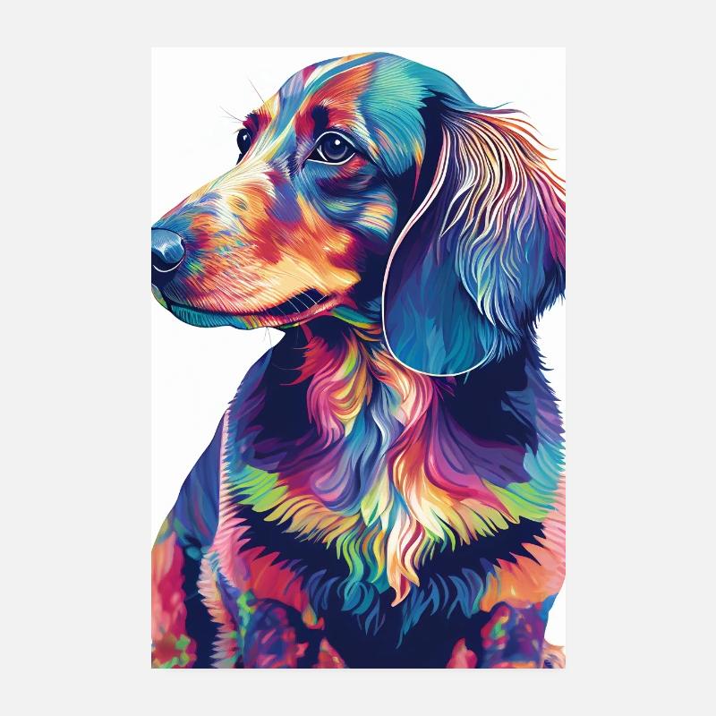 Dackel Dachshund Hund Farbenfroh Poster 20x30 cm