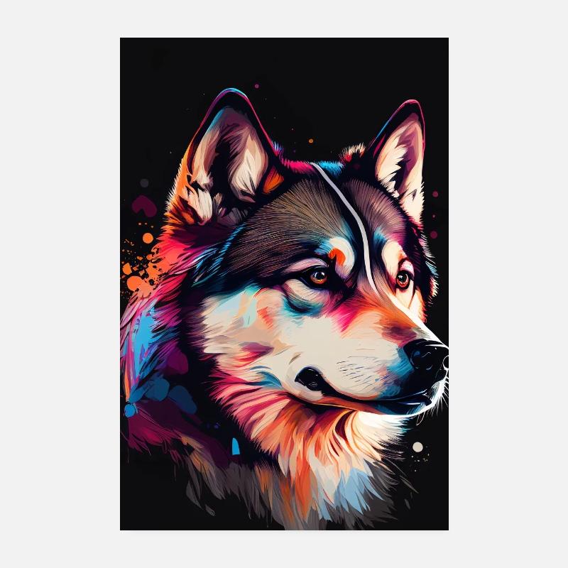 Husky Siberian Husky Hund Farbenfroh Poster 20x30 cm