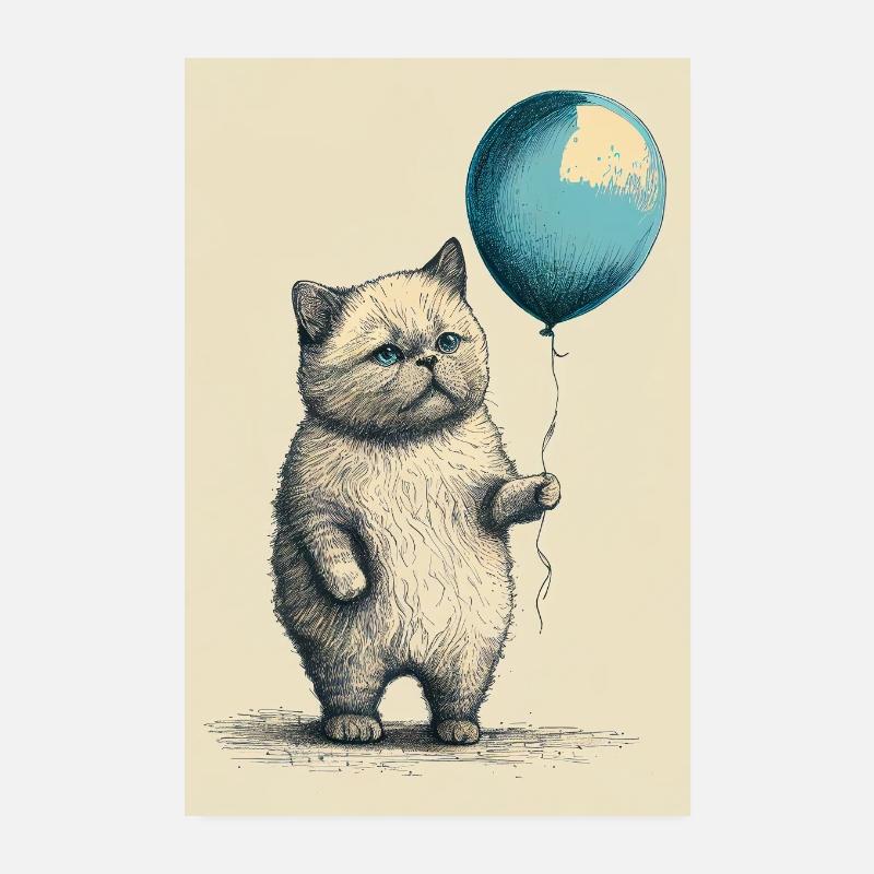 Katze Kätzchen Kater Tier Katzen Ballon Poster 20x30 cm