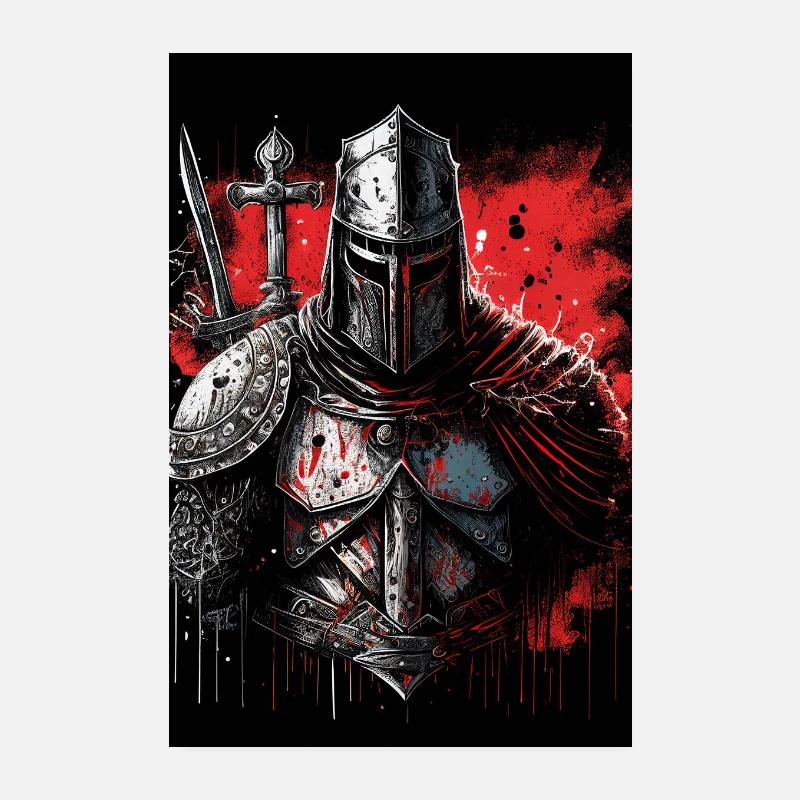 Deus Vult Kreuzritter Tempelritter Mittelalter Poster 20x30 cm