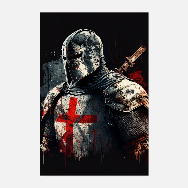 Deus Vult Crusaders Knights Templar Middle Ages Poster 8" x 12" (20x30 cm)