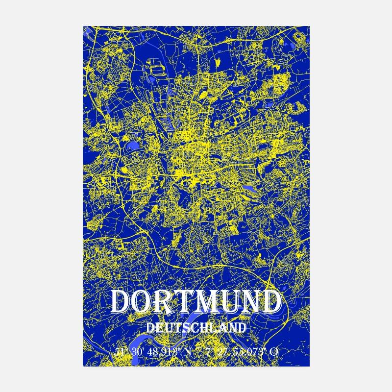 Nachtblaue moderne ästhetische Dortmund Karte Poster 20x30 cm