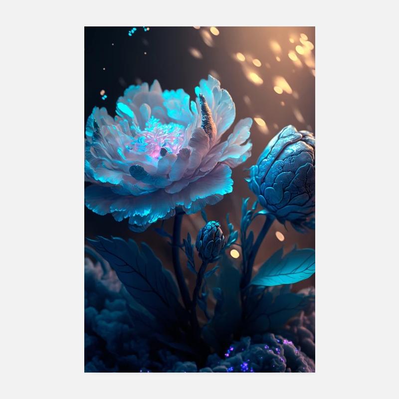 Fleur de néon - Poster 20 x 30 cm - blanc