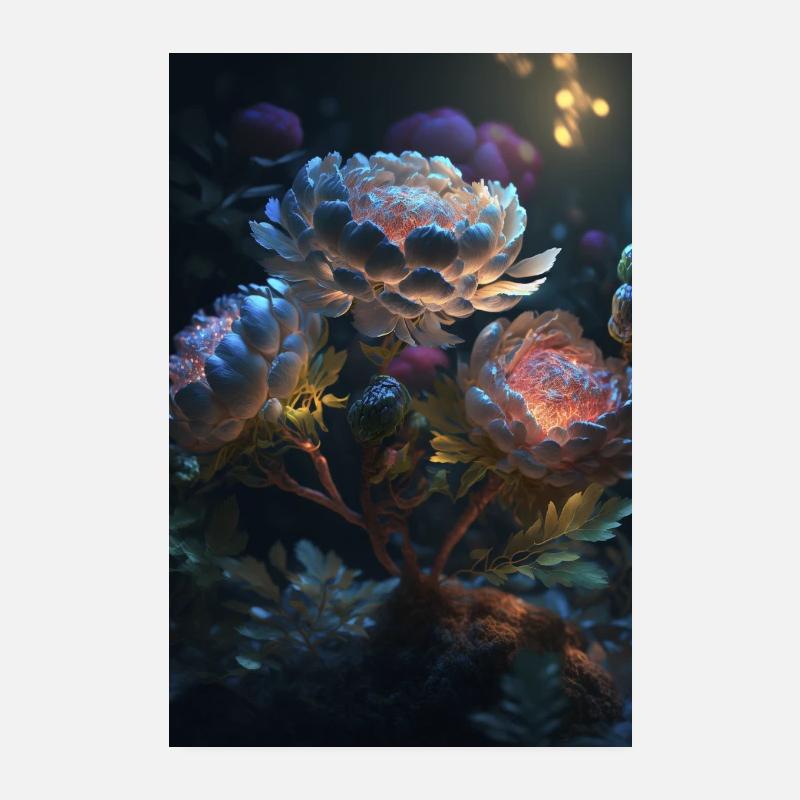 Neon Blume - Poster 20x30 cm - Weiß