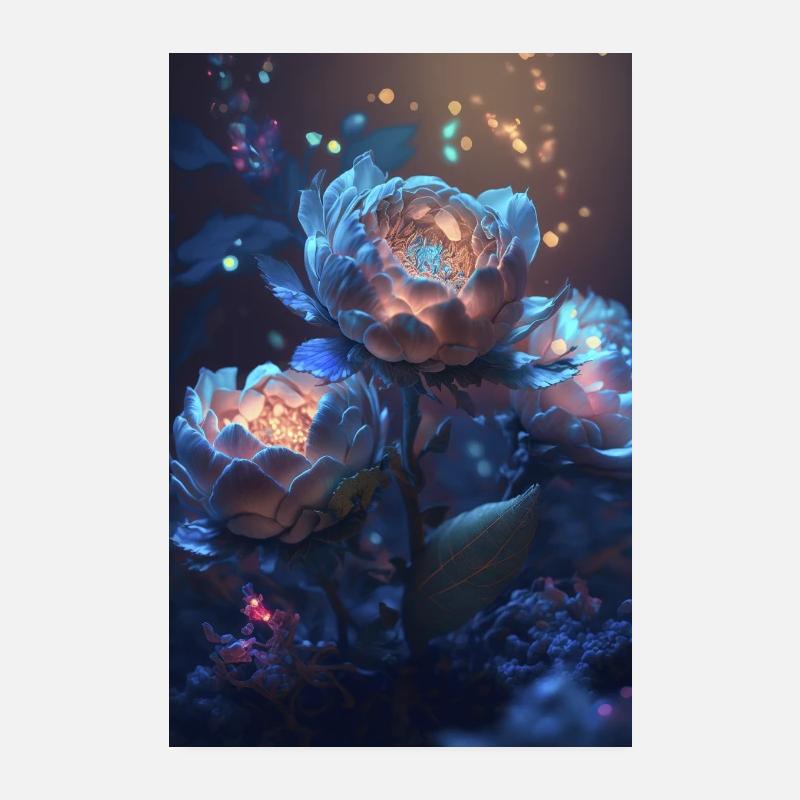 Neon Blume - Poster 20x30 cm - Weiß