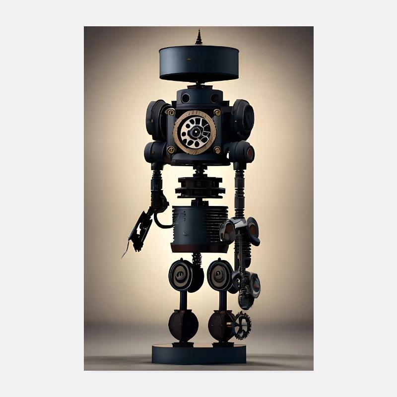 Steampunk Roboter - Poster 20x30 cm - Weiß
