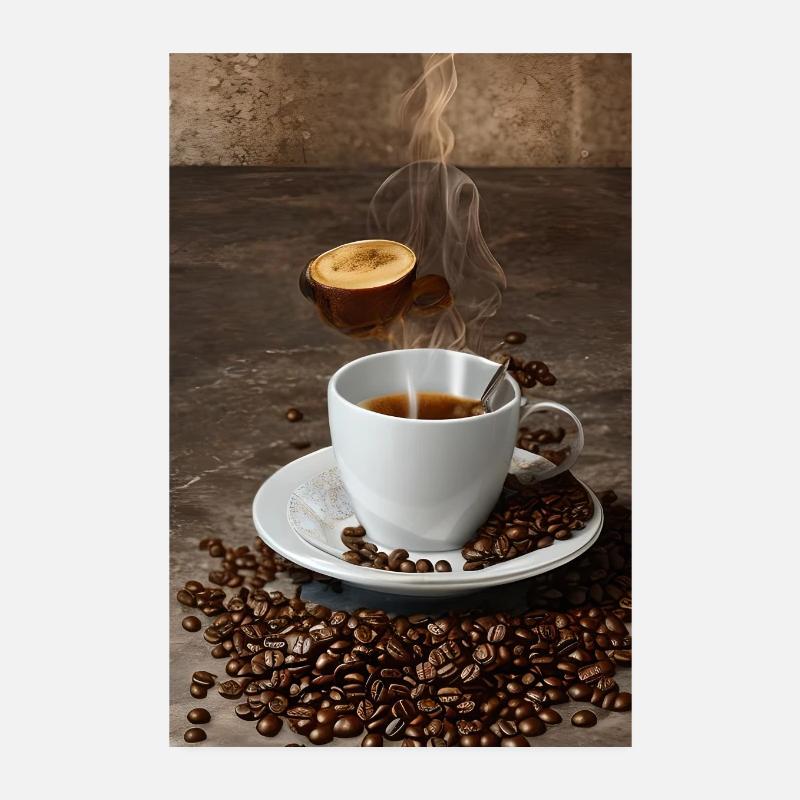 Grande affiche de boisson au café pour la cuisine - Poster 20 x 30 cm - blanc
