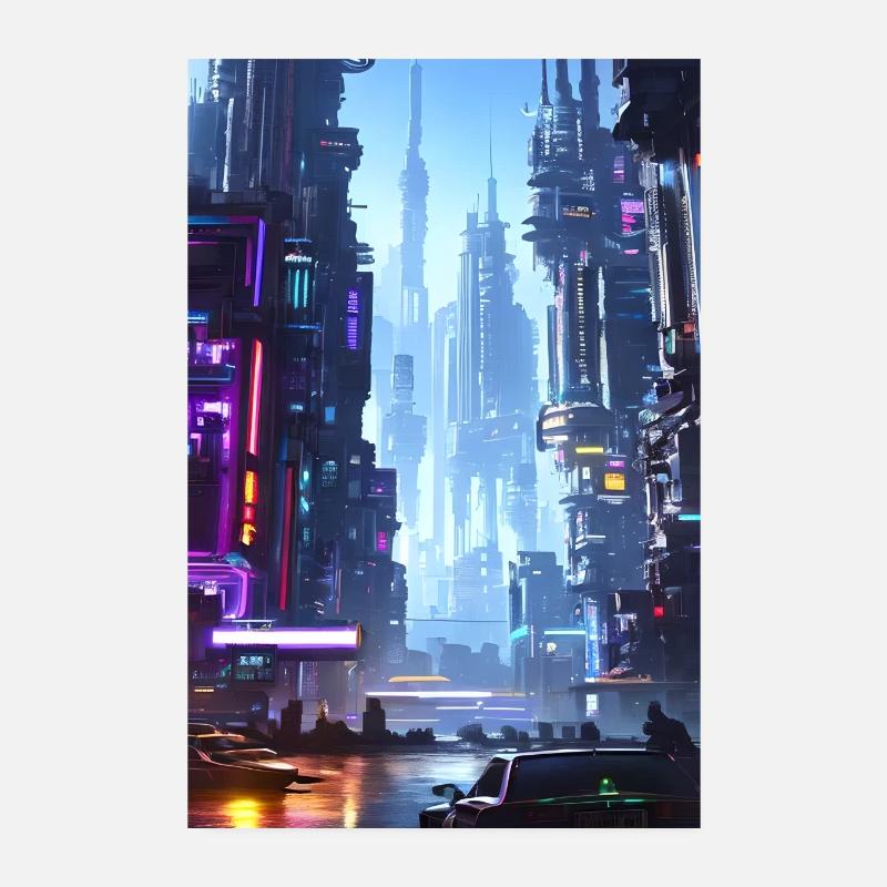 futuristic city Science Fiction Dystopian Poster 8" x 12" (20x30 cm)