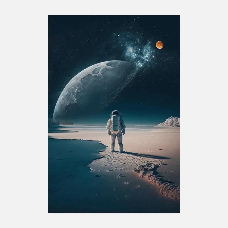 Affiche d’un astronaute sur une planète Poster 20 x 30 cm