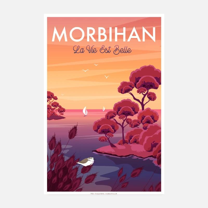Magenta Affiche BRETON paysage Golfe du Morbihan Poster 20 x 30 cm