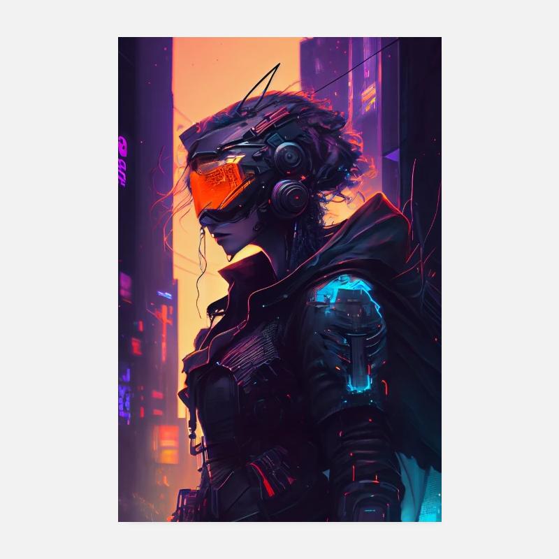 Cyber Punk 02 - Poster 20x30 cm - Weiß