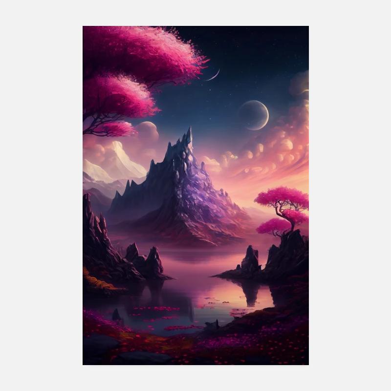 Landschaft 02 - Poster 20x30 cm - Weiß