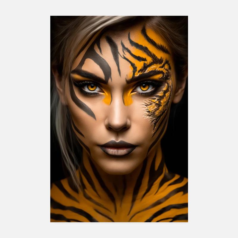 Lady Tiger 1 - Poster 20 x 30 cm - blanc