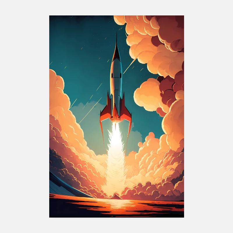 Rocket launch into space Poster 8" x 12" (20x30 cm)