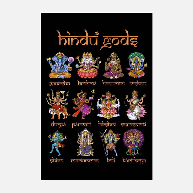 Dei e dee indù - Poster 20x30 cm - bianco