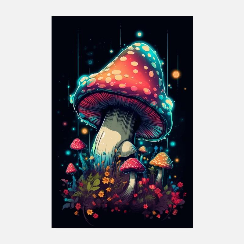 Psychedelic Mushroom - Poster 8" x 12" (20x30 cm) - white