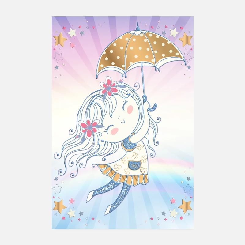 Kleines Mädchen Magic Umbrella: Feenflug Poster 20x30 cm