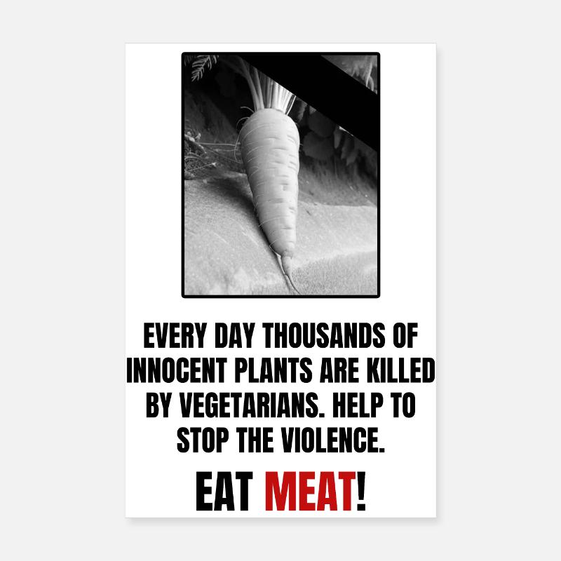 Iss Fleisch! Unschuldige Pflanzen Vegetarier Poster 20x30 cm