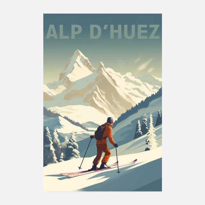 Affiche de ski vintage - Alpe d’Huez Poster 20 x 30 cm