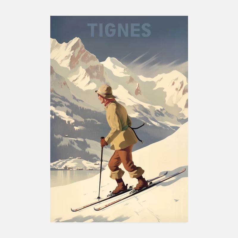 Vintage Ski Poster - Tignes Poster 8" x 12" (20x30 cm)