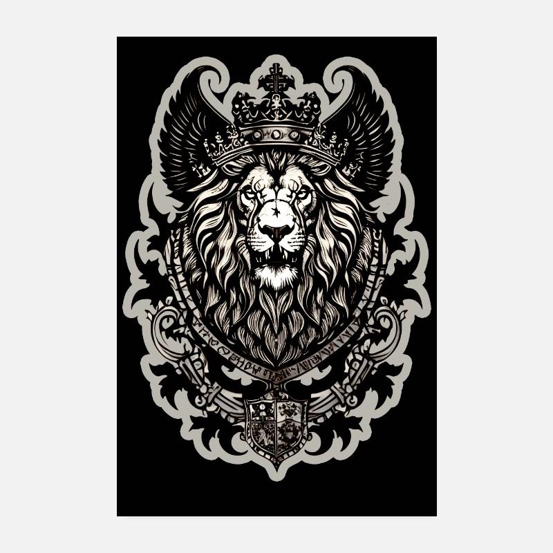 Silver Lion Poster 8" x 12" (20x30 cm)