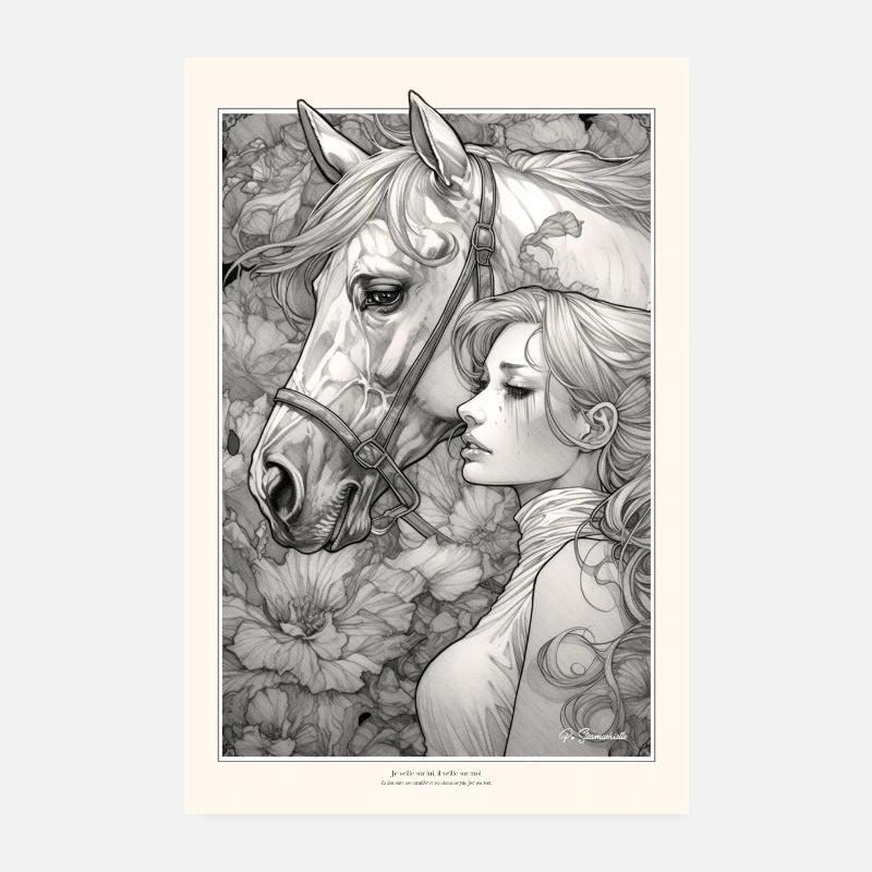 Le lien entre Cheval et Cavalière Poster 20 x 30 cm