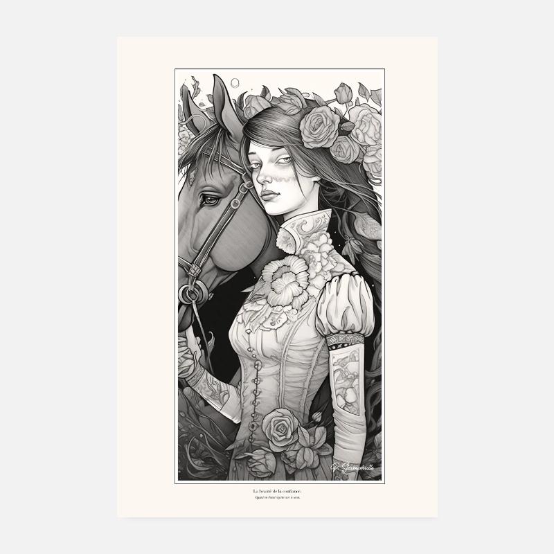 Cheval et Cavalière - La Beauté de la Confiance Poster 20 x 30 cm