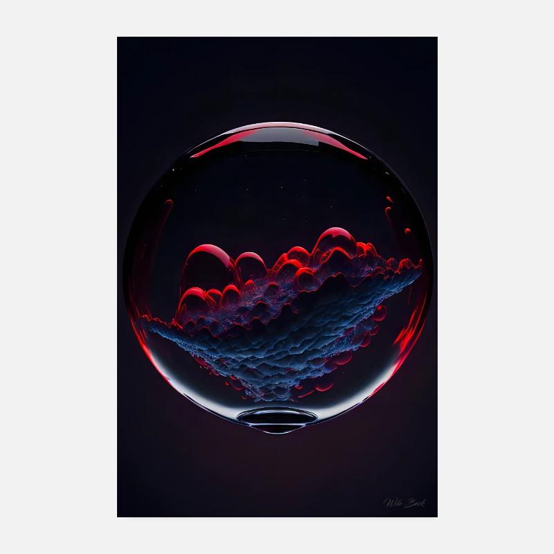 Nuages dans une bulle rouge 1 Poster 20 x 30 cm
