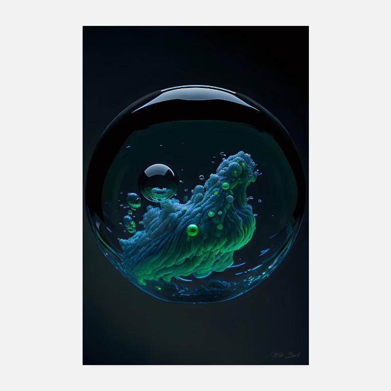 Clouds in a bubble green 2 Poster 8" x 12" (20x30 cm)