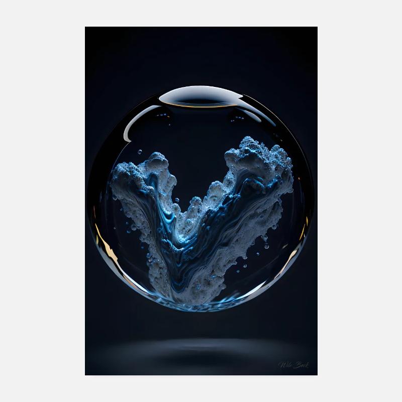 Clouds in a bubble chrome 1 Poster 8" x 12" (20x30 cm)