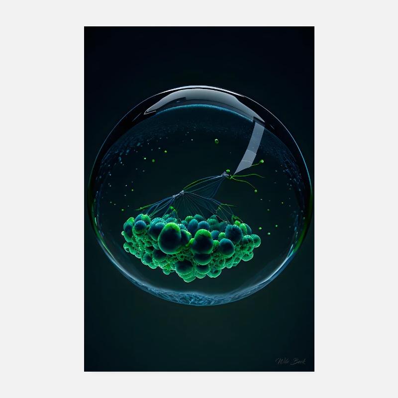 Clouds in a bubble green 3 Poster 8" x 12" (20x30 cm)