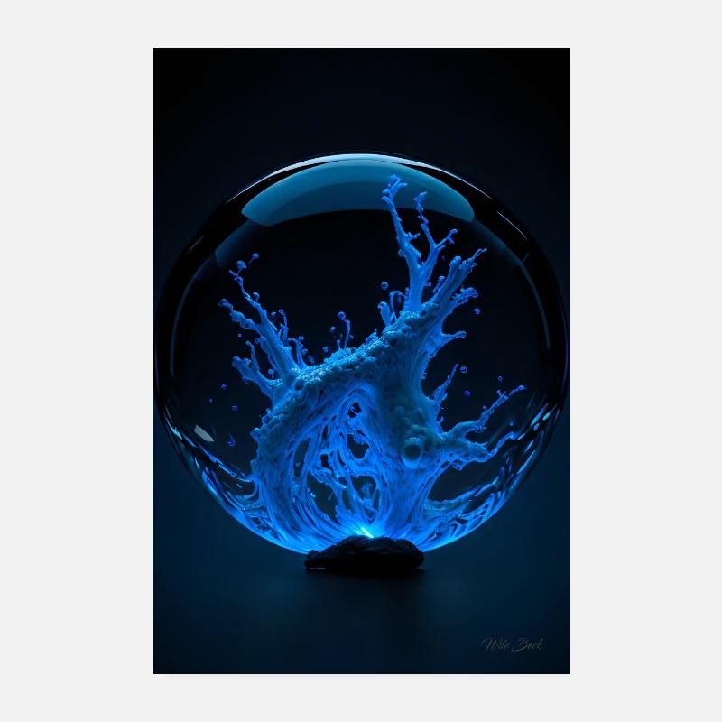 Kaos in einer Blase blau 4 Poster 20x30 cm