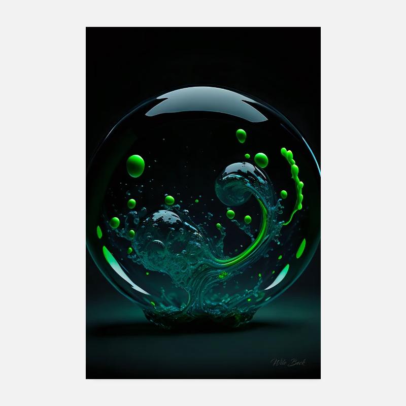Kaos in a bubble green 4 Poster 8" x 12" (20x30 cm)