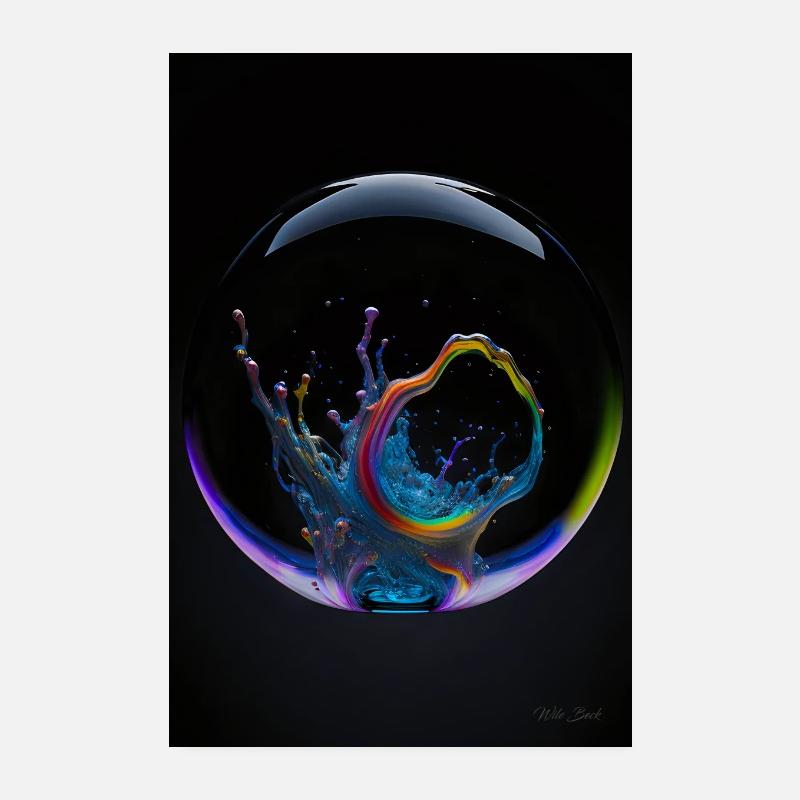 Kaos dans un arc-en-ciel à bulles 3 Poster 20 x 30 cm
