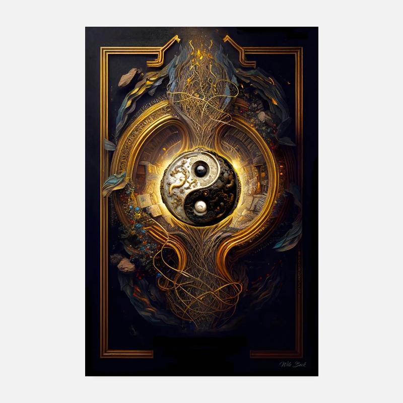 Yin Yang 4 - Poster 20x30 cm - Weiß