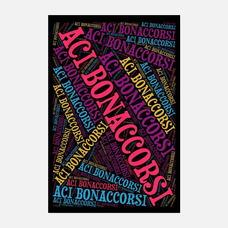 Affiche collage Sicile Aci Bonaccorsi nuage de mots Poster 20 x 30 cm