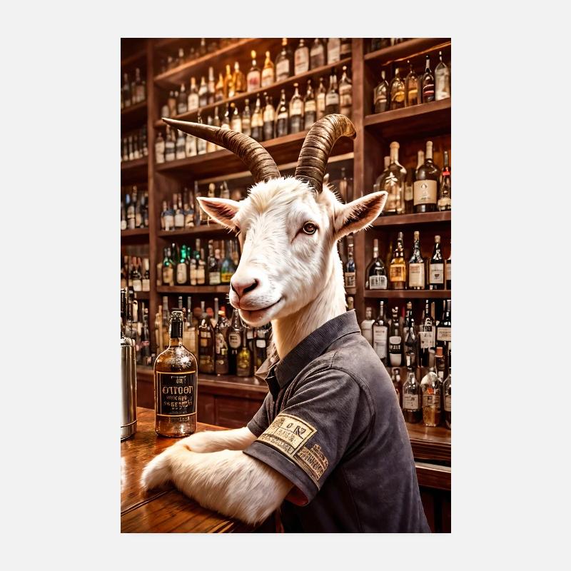 Goat in a bar Poster 8" x 12" (20x30 cm)