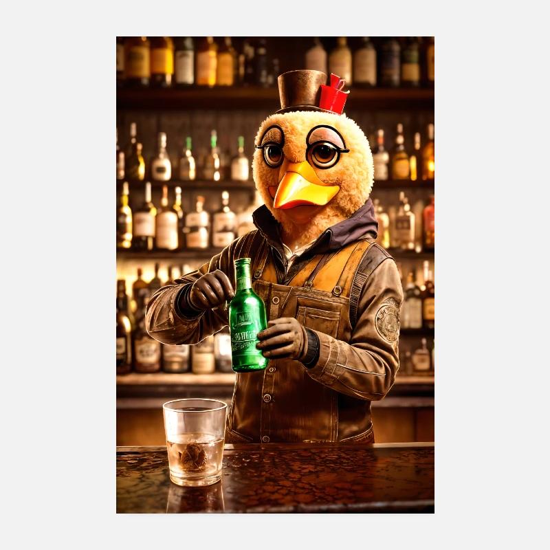Pollo in un bar Poster 20x30 cm