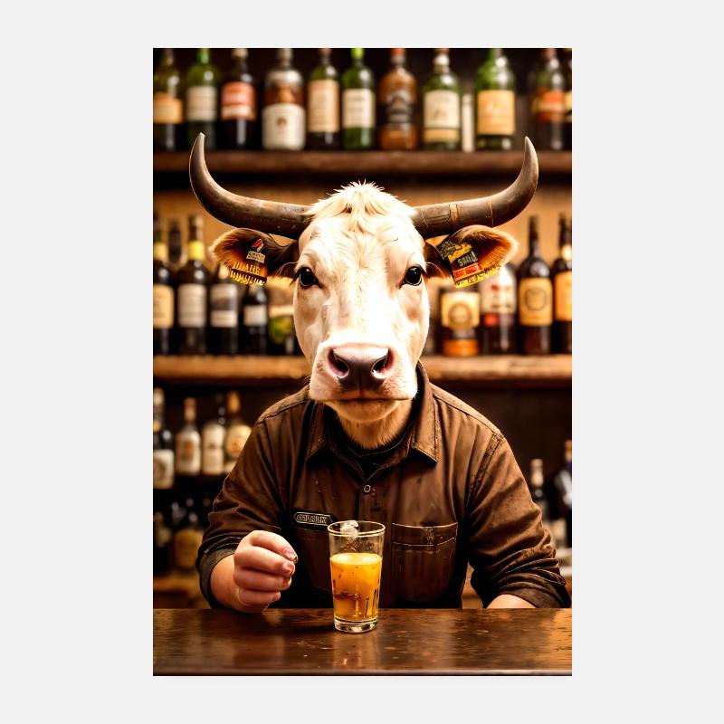 Bulle in einer Bar Poster 20x30 cm