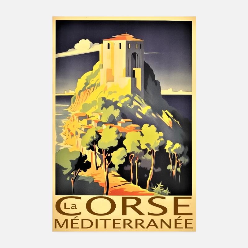 La Corse Méditerranée rétro Poster 20 x 30 cm