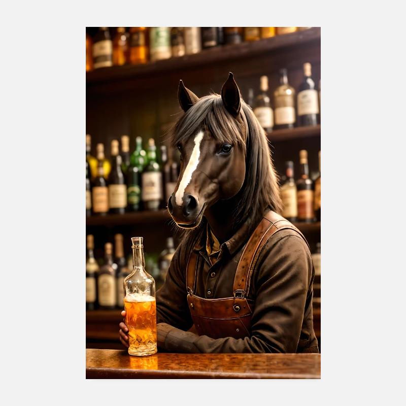 Horse in a bar Poster 8" x 12" (20x30 cm)